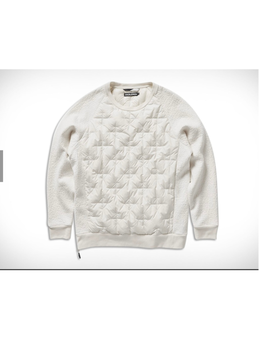 Men's Holden Cream Quilted Crewneck Sweater L